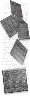 Sous-verres en ardoise grav&eacute;e (collection ''Pierre de Rosette'')