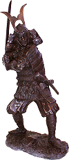 statuette en bronze d'art patin&eacute; : chevalier templier (hauteur=43.5 cm)