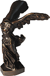 statuette en bronze d'art patin&eacute; : la Victoire de Samothrace (hauteur=19 cm)