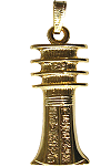 pendentif plaqu&eacute; or : le Pilier Djed, symbole d'Osiris