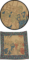 housse de coussin tiss&eacute;e d'inspiration m&eacute;di&eacute;vale : bataille de Cr&eacute;cy (45 x 45 cm)