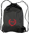 Sac multi-usage en nylon 210 D noir, imperm&eacute;able et personnalis&eacute; : couronne de lauriers et S.P.Q.R. (''Senatus Populus Que Romanus'' : Le S&eacute;nat et le Peuple Romain ; symbole de la R&eacute;publique romaine)