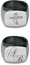 colombe de Monts&eacute;gur : bague (chevali&egrave;re) en acier inoxydable personnalis&eacute;e par gravure laser