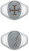 croix cathare (ancr�e) ou initiales : bague en argent 925/1000 personnalis&eacute;e par gravure laser
