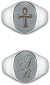 ankh (cl&eacute; de vue &eacute;gyptienne) ou initiales : bague en argent 925/1000 personnalis&eacute;e par gravure laser