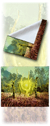 ''L'Arbre d'Or'', tissu microfibre (d'apr&egrave;s une photographie de l'arbre d'or de la for&ecirc;t de Broc&eacute;liande, en Bretagne)