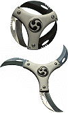 Trinity, couleur acier (&eacute;toile &agrave; lancer, shuriken, dague circulaire &agrave; 3 branches) 