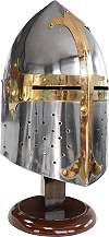 heaume conique de templier (reconstitution m&eacute;di&eacute;vale, XIIIe si&egrave;cle)