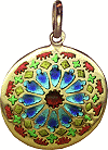 m&eacute;daille vitrail inspir&eacute;e de la cath&eacute;drale de Chartres (or 750/1000 et &eacute;mail translucide)