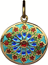 m&eacute;daille vitrail inspir&eacute;e de la cath&eacute;drale de Strasbourg (or 750/1000 et &eacute;mail translucide)