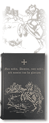 ''Chevalier templier'', coffret-livre (bo&icirc;te-livre s'int&eacute;grant discr&egrave;tement dans une biblioth&egrave;que ; couverture cuir noire ou brune)