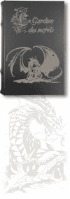 ''Dragon gardien des secrets'', coffret-livre (bo&icirc;te-livre s'int&eacute;grant discr&egrave;tement dans une biblioth&egrave;que ; couverture cuir noire ou brune)