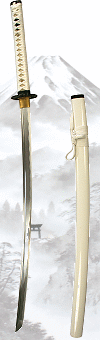 katana ''Neige &eacute;ternelle'' (maru 1060 ; saya, ito et sageo blancs)