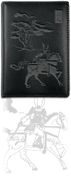 ''Ronin'' (samoura&iuml; sans ma&icirc;tre), porte-papiers en cuir noir (gravure sur la couverture)