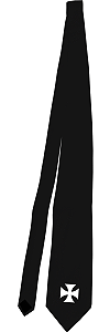 Cravate teutonique (cravate noire avec une croix patt&eacute;e blanche thermocoll&eacute;e)