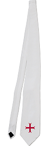 Cravate templi&egrave;re (cravate blanche avec une croix patt&eacute;e rouge thermocoll&eacute;e)
