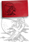 ''Samoura&iuml; manga'', porte-ch&eacute;quier rouge (pour ch&eacute;quier avec talon haut, gravure sur la couverture)