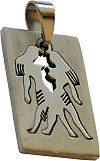 pendentif en acier inoxydable : G&eacute;meaux (signe du Zodiaque, du 21 mai au 20 juin)