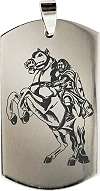 pendentif en acier inoxydable : Templier &agrave; cheval