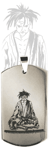 pendentif en acier inoxydable : samoura&iuml; et katana