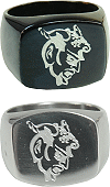 bague en acier inoxydable grav&eacute;e : Asmod&eacute;e (t&ecirc;te du diable de l'&eacute;glise de Rennes-le-Ch&acirc;teau)