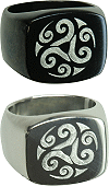 bague en acier inoxydable grav&eacute;e : triskel