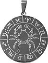 pendentif en acier inoxydable : Cancer (signe du Zodiaque, du 21 juin au 22 juillet)