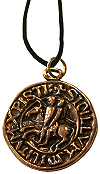 pendentif artisanal en bronze : m&eacute;daille du sceau templier (petit mod&egrave;le)