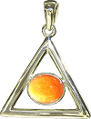 pendentif zodiacal : triangle en argent et pierre symbolique (cornaline) - Le B&eacute;lier