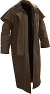 Denver, manteau long en coton huil&eacute; avec col cuir, cape amovible, cordon de serrage &agrave; la taille, doubles entr&eacute;es de poches, marron