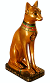 Bastet, mod&egrave;le en r&eacute;sine peinte (couleur or)