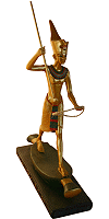 Tout&acirc;nkhamon p&ecirc;chant (inspir&eacute; du tr&eacute;sor du pharaon ; mod&egrave;le peint en dor&eacute; et couleurs vives)