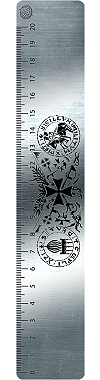 r&egrave;gle 20 cm argent bross&eacute; et noire : sceau et armes de l'Ordre du Temple