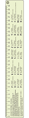 r&egrave;gle 30 cm amande et noire : alphabet runique ''Futhark''