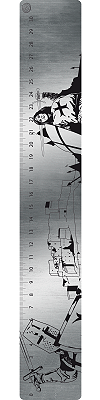 r&egrave;gle 30 cm argent bross&eacute; et noire : le Krak des Chevaliers