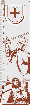 marque-pages gradu&eacute; (r&egrave;gle) 15 cm, blanc et rouge : Templiers