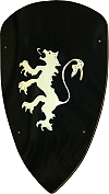 blason en bois : lion (blanc sur fond noir)