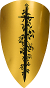 blason en bois : Khetemet (ombre de l'&eacute;p&eacute;e entour&eacute;e de son laurier sur fond dor&eacute;)