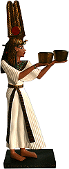 offrande de la reine Nefertari &agrave; la d&eacute;esse Isis (statuette en r&eacute;sine inspir&eacute;e d'une fresque murale de la tombe de Nefertari, premi&egrave;re &eacute;pouse du pharaon Rams&egrave;s II)