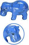 Hippopotame bleu (reproduction en r&eacute;sine peinte)
