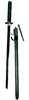 katana Ninja commando noir avec lames log&eacute;es dans le fourreau (Saya)