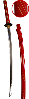 katana ''L'Esprit du feu'' (lame Maru, fourreau rouge, 2 tsubas interchangeables)