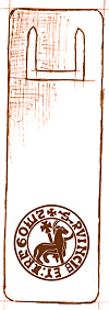 marque-pages de visite personnalis&eacute; par gravure : Agnus Dei (sceau du ma&icirc;tre d'Aragon, utilis&eacute; par Fulcon de Montpezat, 1224)