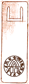 marque-pages personnalis&eacute; par gravure : Rotonde du temple (utilis&eacute; par Amaury, pr&eacute;cepteur du temple de France sur un acte protestant aupr&egrave;s du comte de Bar, 1269)