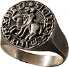 bague artisanale en argent : le sceau des Templiers (mod&egrave;le en relief)