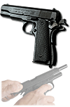 Colt 1911 (''Colt Government'', M1911 ou Colt 45), r&eacute;plique du pistolet utilis&eacute; par l'arm&eacute;e am&eacute;ricaine pendant 74 ans, de 1911 &agrave; 1985, arme de collection &agrave; personnaliser avec une gravure