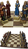 jeu d'&eacute;checs : celtes contre vikings (mod&egrave;le avec plateau en bois et personnages en r&eacute;sine peinte)