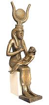 Isis et Horus, reproduction en r&eacute;sine (bronze)