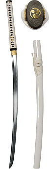 ''Lumi&egrave;re'', shirasaya Practical (lame aiguis&eacute;e)saya, ito et sageo blancs, galuchat noire