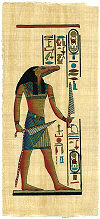 affiche (mini-poster) en papyrus (illustration : dieu crocodile, Sobek symbolisait la force des pharaons &eacute;gyptiens)